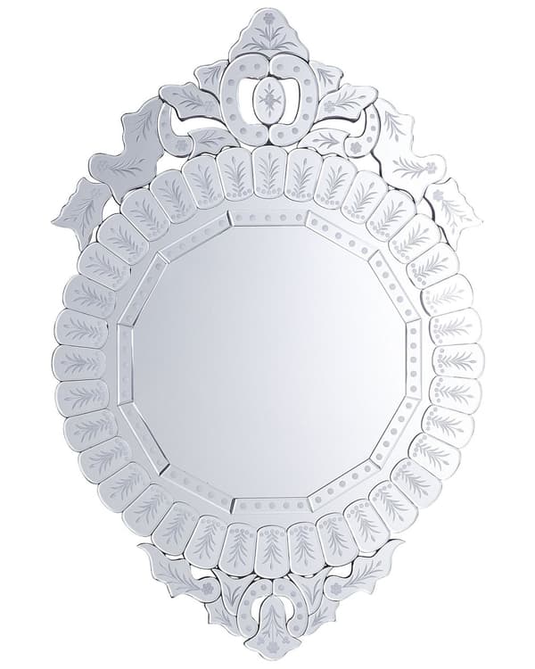 Vægspejl Sølv Blank MDF og Glas 70x100 cm Dekorativt Stort Rundt Royal Prinsesse Design Pigeværelse Entré Venetiansk Glamour stil Indretning