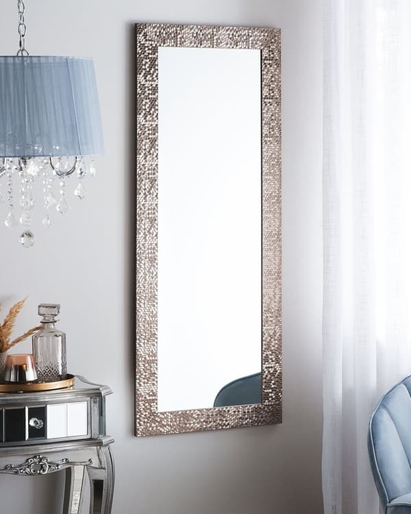 Væghængende Spejl Brun 50 x 130 cm Lodret Stue Soveværelse Finish Moderne Stil