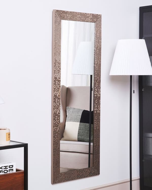 Væghængende Spejl Brun 50 x 130 cm Lodret Stue Soveværelse Finish Moderne Stil