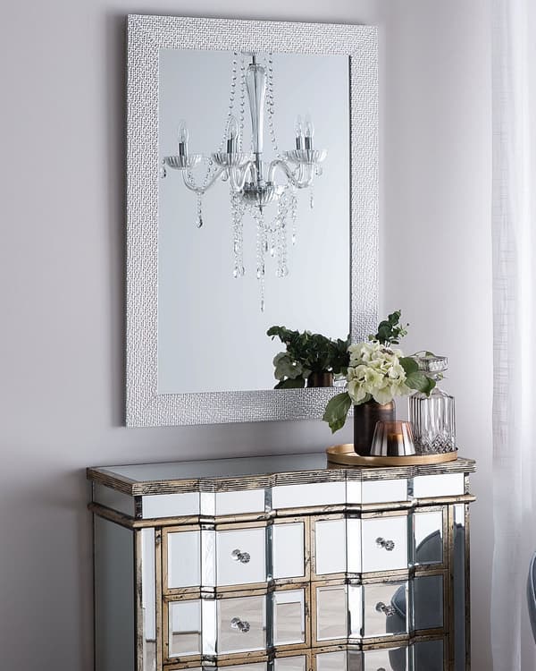 Vægmonteret Hængespejl Sølv 61 x 91 cm Lodret Stue Soveværelse Finish