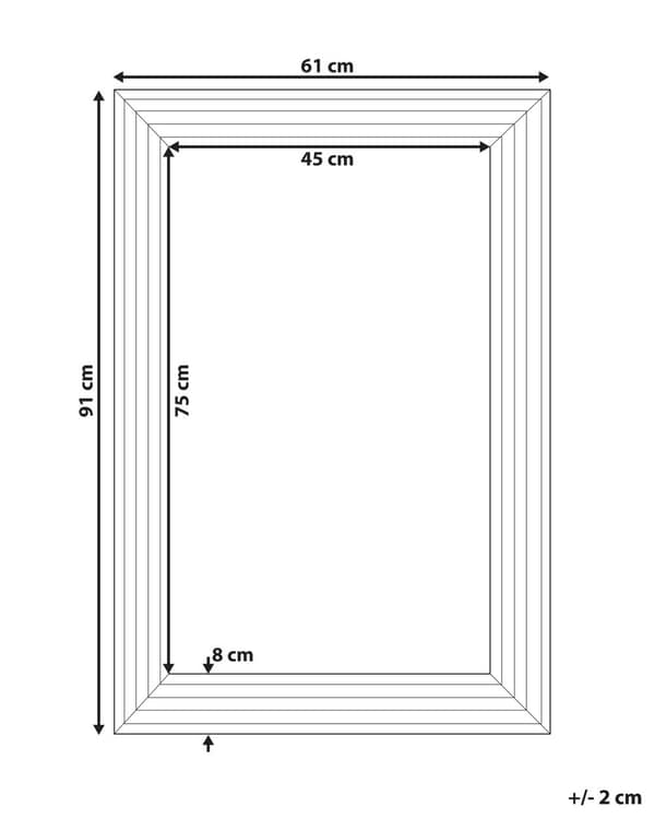 Vægpejl Sølv Syntetisk Gips og Glas 61 x 91 cm Stort Væghængt Entré Spejl med Rillet Ramme Moderne Dekoration til Soveværelse Design
