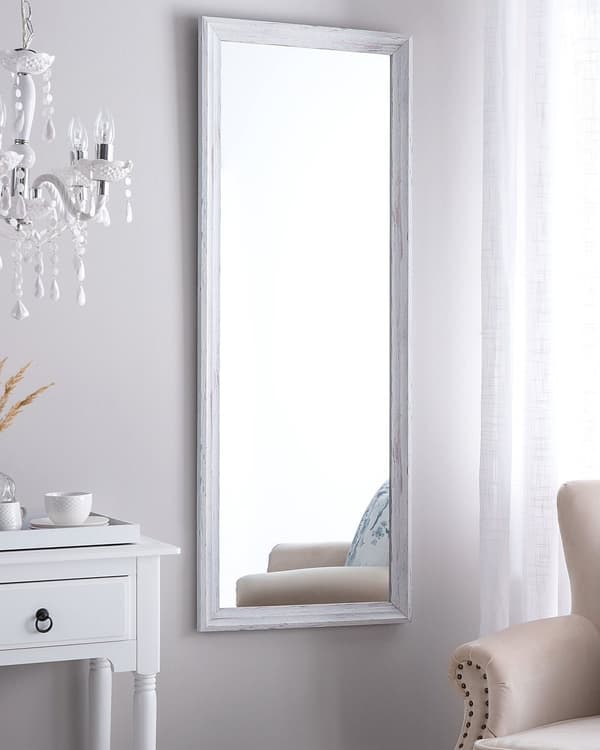 Væghængende Spejl Hvidt Trælook 50 x 130 cm Rektangulært Lodret Minimalistisk Skandinavisk