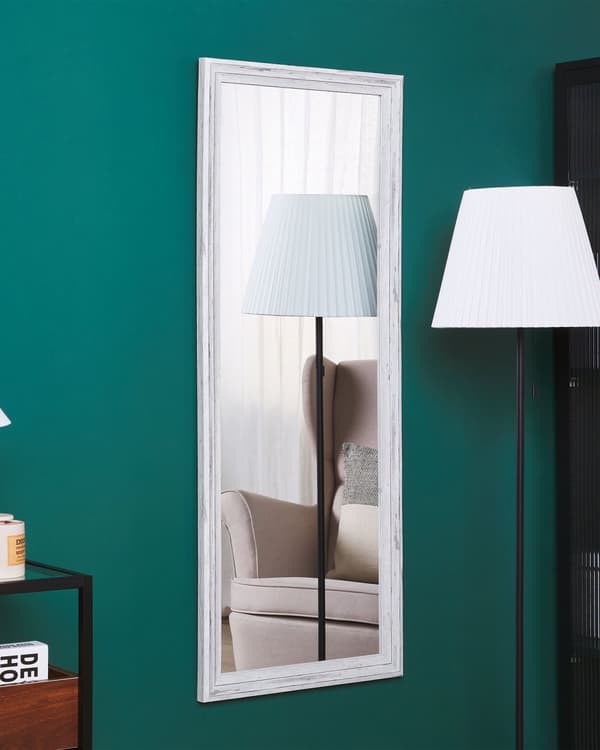 Væghængende Spejl Hvidt Trælook 50 x 130 cm Rektangulært Lodret Minimalistisk Skandinavisk