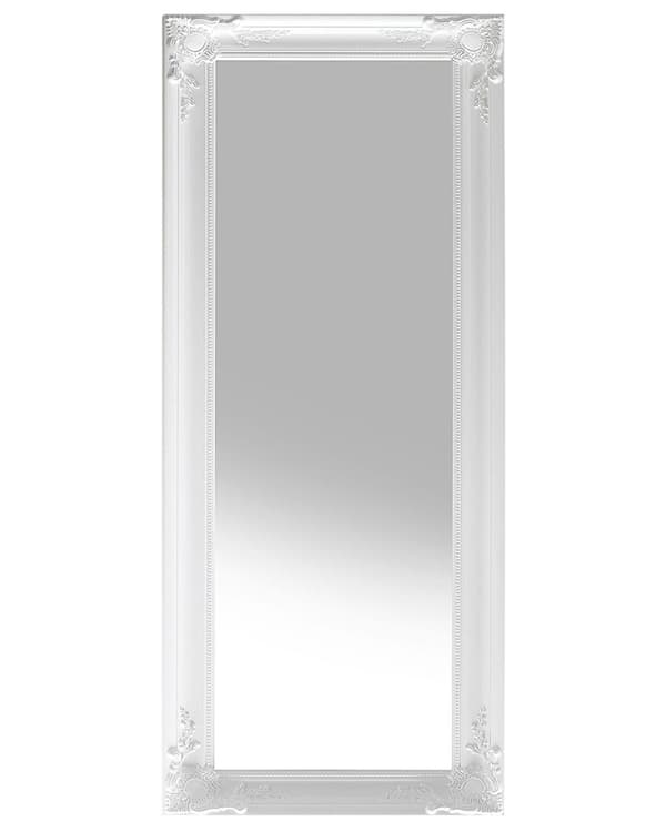 Hængende vægspejl Hvid 51 x 141 cm Syntetisk materiale med dekorativ ramme Klassisk fransk inspireret stil