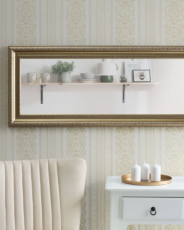 Stående Spejl Guld Sølv 51 x 141 cm Rektangulær Ramme Gulvdekoration Stue Soveværelse Kommode Moderne Stil
