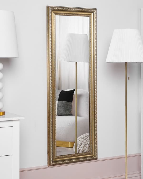 Stående Spejl Guld Sølv 51 x 141 cm Rektangulær Ramme Gulvdekoration Stue Soveværelse Kommode Moderne Stil
