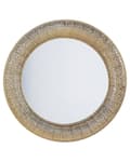 Miniatyrbillede 1 af 5: Vægspejl Guld Metal og Glas 80 x 80 cm Rund Stort Dekorativ Væghængt Tekstureret Spejl Indgraveret Ramme til Stue Entré Soveværelse Indretning