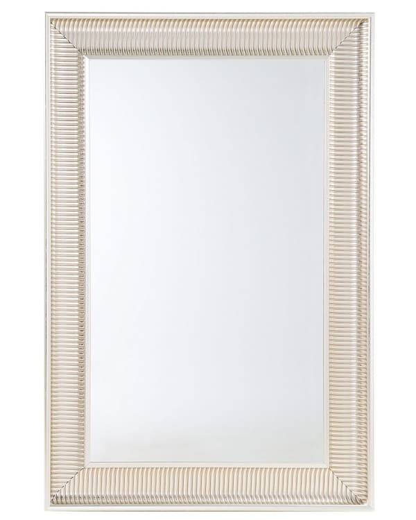 Vægspejl Guld Sølv Syntetisk 60 x 90 cm Væghængt Aflangt Spejl i Rillet Guldramme Moderne Glamour stil til Soveværelse Entré Indretning Dekor