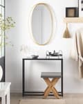 Miniatyrbillede 2 af 6: Vægspejl Guld Stål 90 x 55 cm Rundt Oval Ramme Stor Ophæng Dekor Glam Retro Stue Soveværelse til Døren Indretning Minimalistisk Skandinavisk