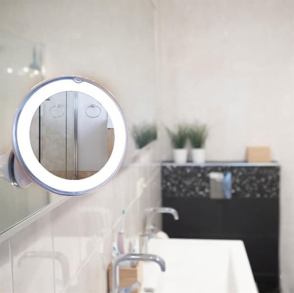 UNIQ Beauty spegel med sugkopp och x10 förstoring - vit