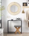 Miniatyrbillede 2 af 5: Vægspejl Guld Stål ø 80 cm Rund Dekorativ Eklektisk Design Krans Effekt Dør Ophæng Badeværelse Soveværelse Entré Indretning