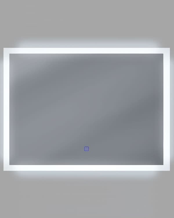 Seinäpeili hopea lasi 80 x 60 cm LED-valo huurteenesto suorakulmainen kosketuskytkin kylpyhuoneen moderni