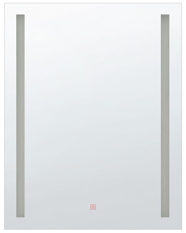 Seinäpeili hopea lasi 60 x 80 cm LED-valo huurteenesto kosketuskytkin kylpyhuoneen suorakulmainen moderni