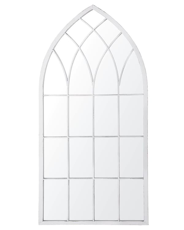 Hängande Väggspegel Off-White 50 x 115 cm Fönster Form Metallram Vintage