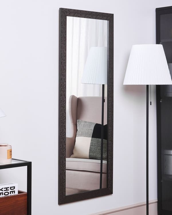 Seinäpeili hopea muovi lasi 50 x 130 cm hunajakenno kuvio koukuilla suorakulmainen moderni tyyli