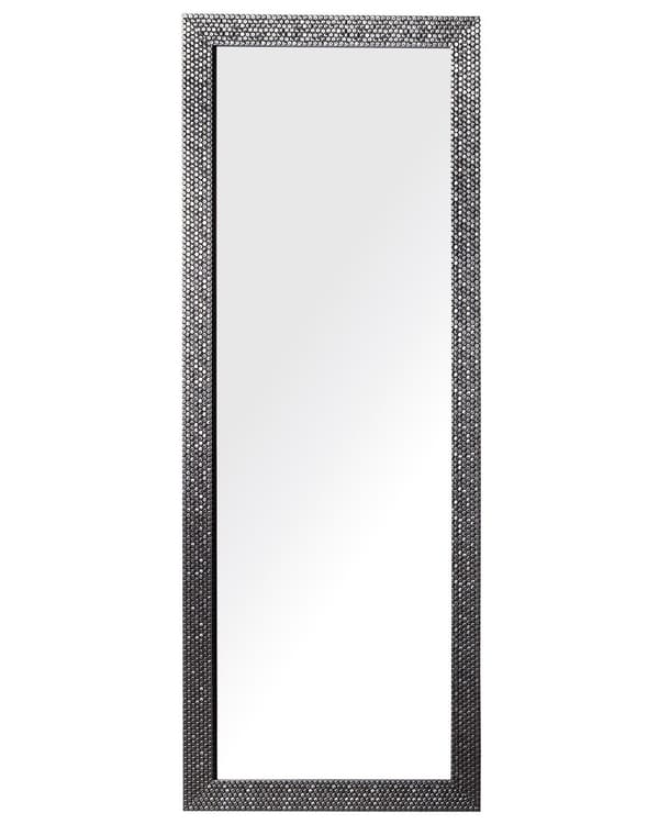 Seinäpeili hopea muovi lasi 50 x 130 cm hunajakenno kuvio koukuilla suorakulmainen moderni tyyli