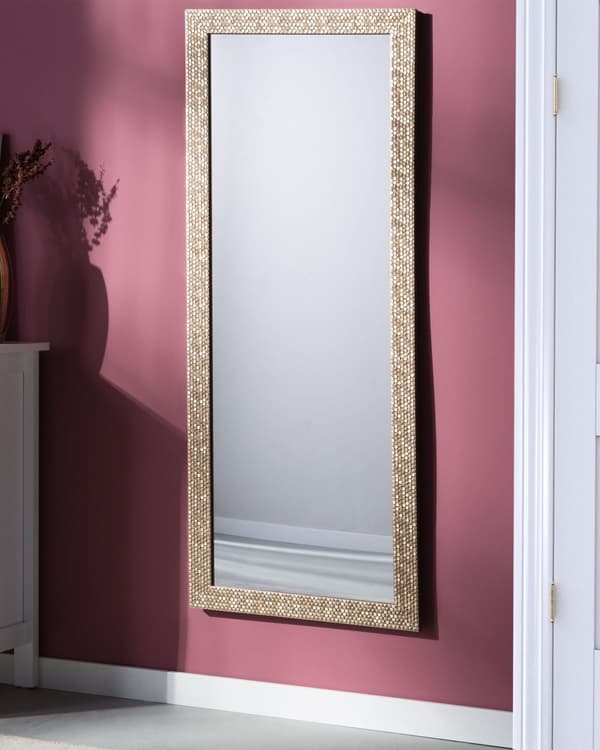 Väggmonterad Hängande Spegel Mässing 50 x 130 cm Rektangulär Modern Vintage