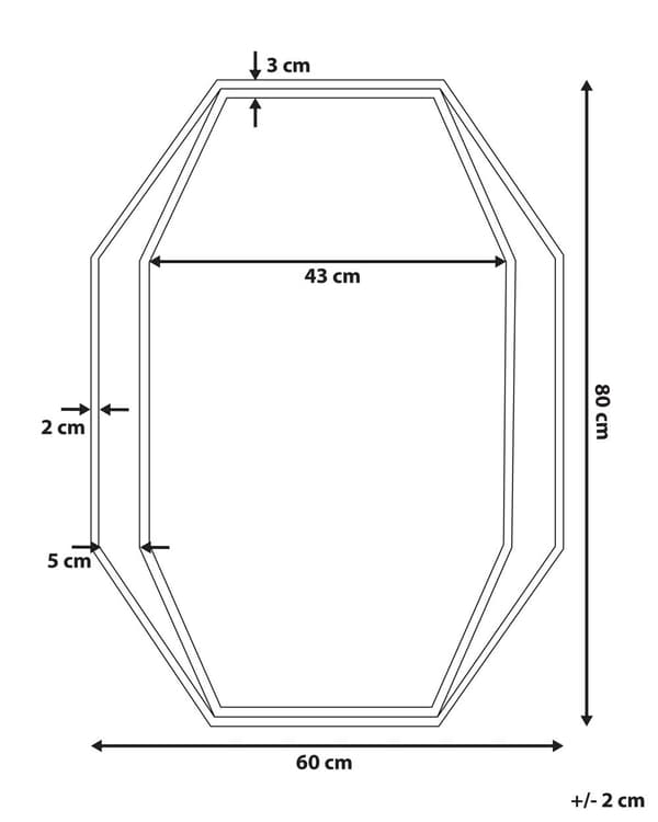 Hängande Väggspegel Oktogonal Grå 80 x 60 cm Metall Dekorativ Modern Minimalist Stil