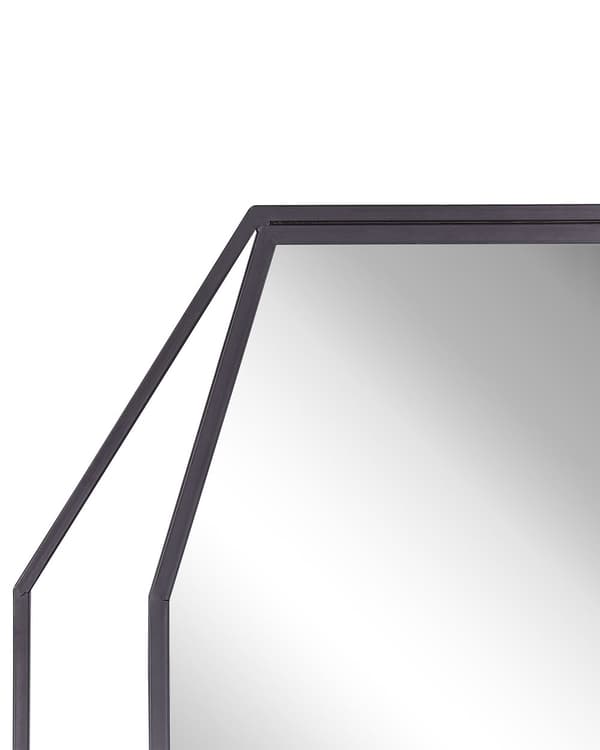 Hängande Väggspegel Oktogonal Grå 80 x 60 cm Metall Dekorativ Modern Minimalist Stil