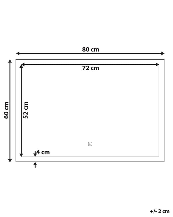 Upplyst LED Badrumsspegel Rektangulär 60 x 80 cm Glamour