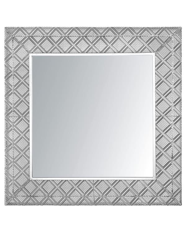 Hängande Väggspegel Silver 80 x 80 cm Orientalisk Ram Diamant Dekor