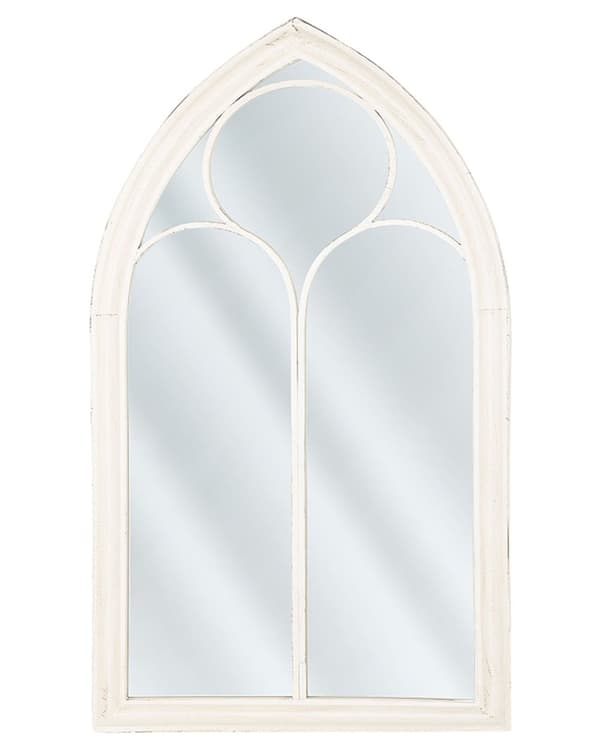 Væghængende Spejl Off-White 62 x 113 cm Vinduesform Metalramme Vintage