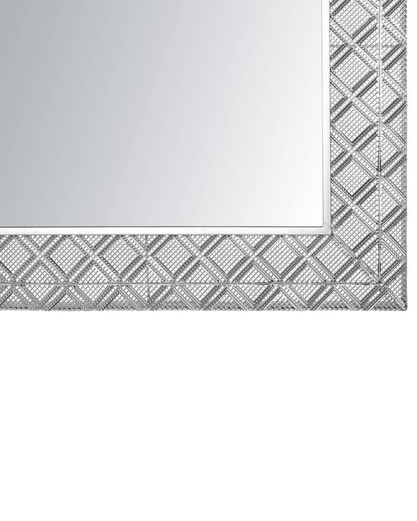 Vægspejl Sølv Stål og Glas 80 x 80 cm Dekorativt Vægthængt Spejl med Ramme Diamant Rhinsten Effekt Badeværelse Stue Entré Soveværelse Tilbehør