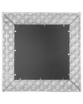 Miniatyrbillede 5 af 5: Vægspejl Sølv Stål og Glas 80 x 80 cm Dekorativt Vægthængt Spejl med Ramme Diamant Rhinsten Effekt Badeværelse Stue Entré Soveværelse Tilbehør
