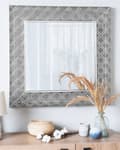 Miniatyrbillede 2 af 5: Vægspejl Sølv Stål og Glas 80 x 80 cm Dekorativt Vægthængt Spejl med Ramme Diamant Rhinsten Effekt Badeværelse Stue Entré Soveværelse Tilbehør
