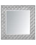 Miniatyrbillede 1 af 5: Vægspejl Sølv Stål og Glas 80 x 80 cm Dekorativt Vægthængt Spejl med Ramme Diamant Rhinsten Effekt Badeværelse Stue Entré Soveværelse Tilbehør