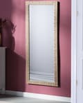 Miniatyrbillede 4 af 6: Vægspejl Messing Farve Blank og Glas Materiale 50 x 130 cm Rektangulær Paillet Mønster Effekt Moderne Vintage Retro Stil Soveværelse og Entré
