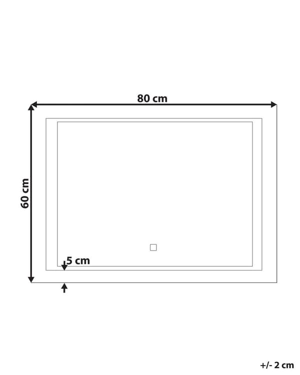 Badeværelsesspejl Sølv Glas 60 x 80 cm Firkantet Vægspejl uden Ramme med Lys LED Moderne Anti Dug Badeværelse Tilbehør Make-Up Soveværelse
