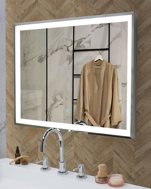 Oplyst LED Badeværelsesspejl Rektangulært 60 x 80 cm Glamour