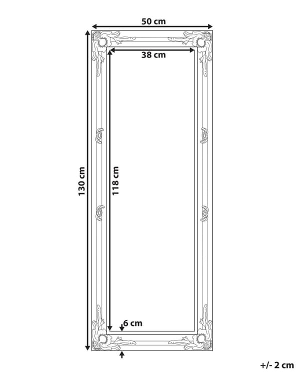 Vægspejl Sort Plastik 50 x 130 cm Væghængt Aflang Spejl med Ramme Multifunktionel Lodret Fritstående Gulvspejl Moderne Entré til Pigeværelse