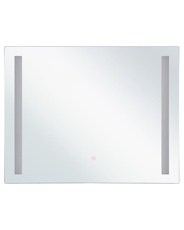 Badeværelsesspejl Sølv Glas 60 x 70 cm Firkantet Kvadratisk Dekorativ Væghængt Vægspejl med Indbygget Lys LED til Badeværelse Tilbehør