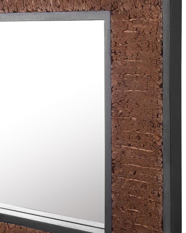 Dekorativ Väggspegel Mörk Trä Teak 60 x 60 cm Rustik Stil