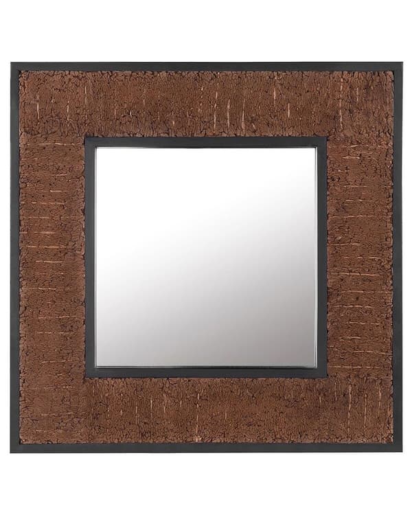 Dekorativ Väggspegel Mörk Trä Teak 60 x 60 cm Rustik Stil