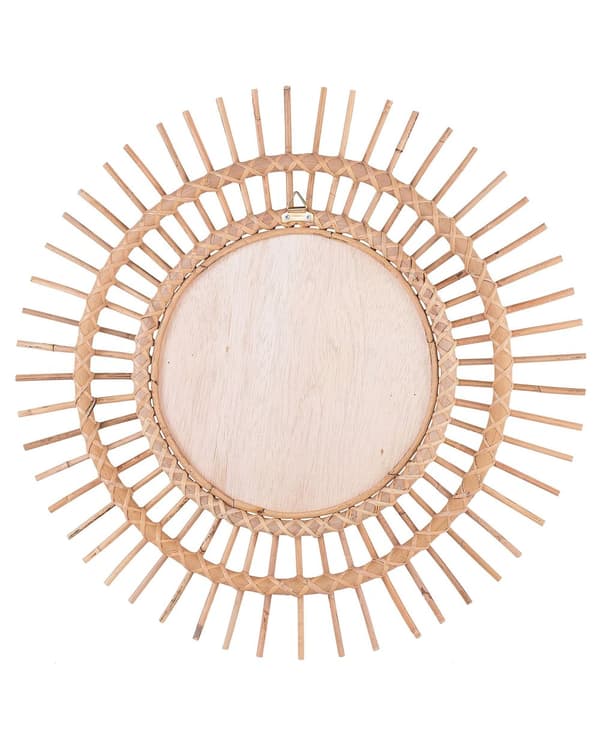 Vægspejl Beige Rattan ø 76 cm Dekorativ Gang Boho Stil
