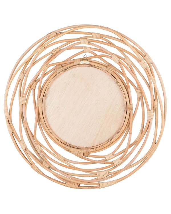 Väggspegel Beige Rotting 75 cm Dekorativ Hall Boho