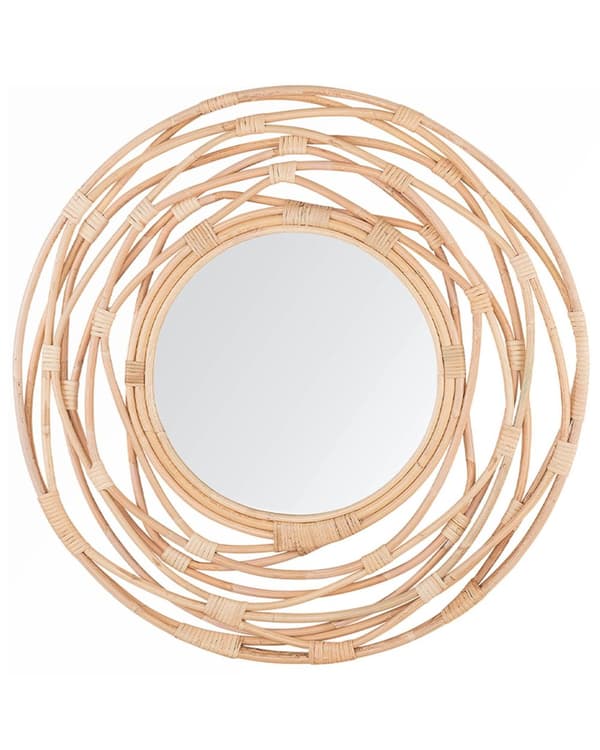Väggspegel Beige Rotting 75 cm Dekorativ Hall Boho