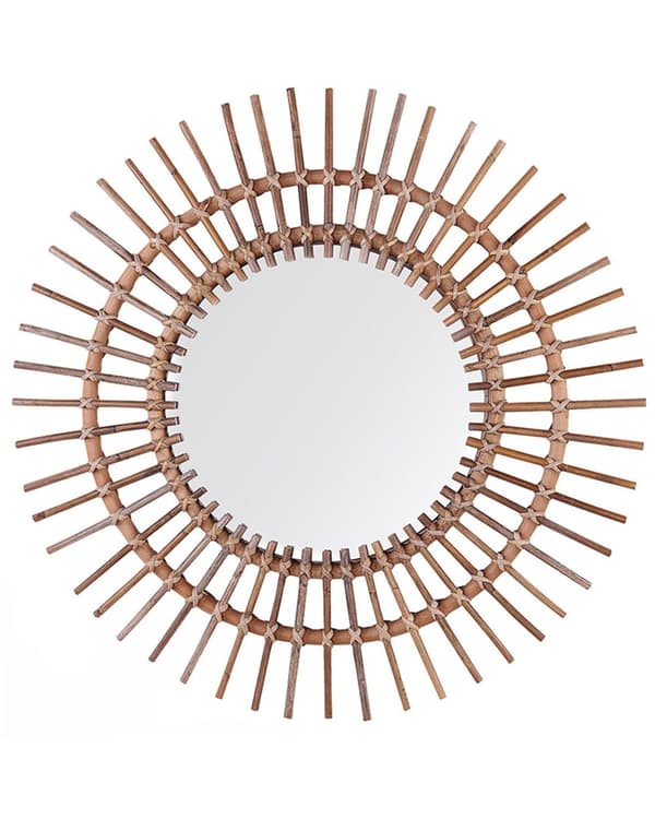 Väggspegel Sand Beige Rotting 76 cm Dekorativ Hall Boho