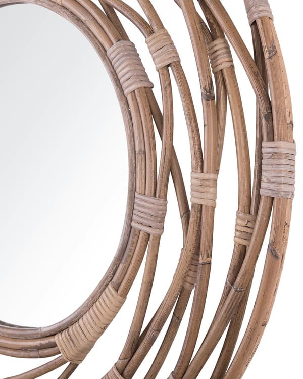 Väggspegel Sand Beige Rotting 75 cm Dekorativ Hall Boho