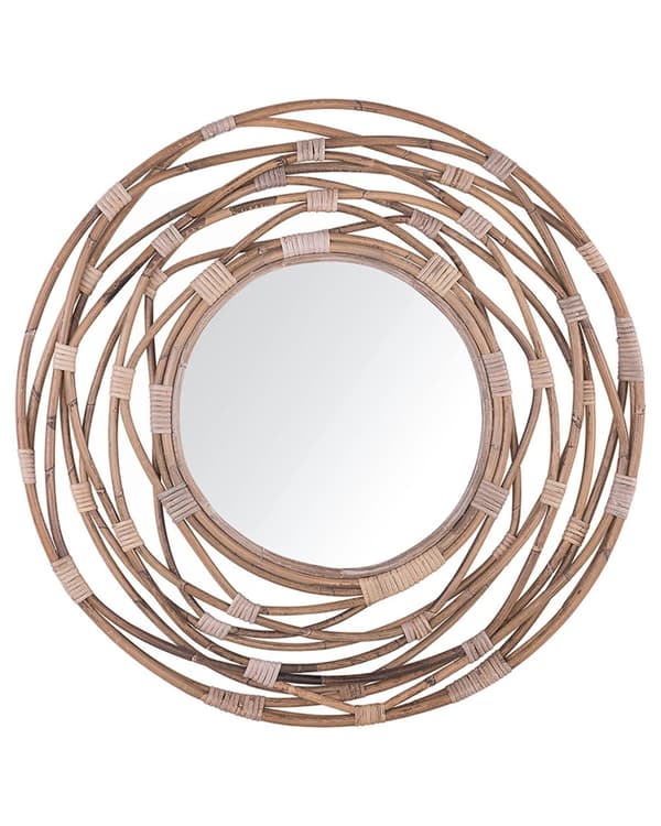 Väggspegel Sand Beige Rotting 75 cm Dekorativ Hall Boho