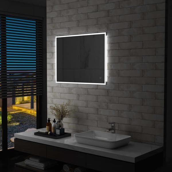 vidaXL LED-veggspeil til bad med berøringssensor 80x60 cm