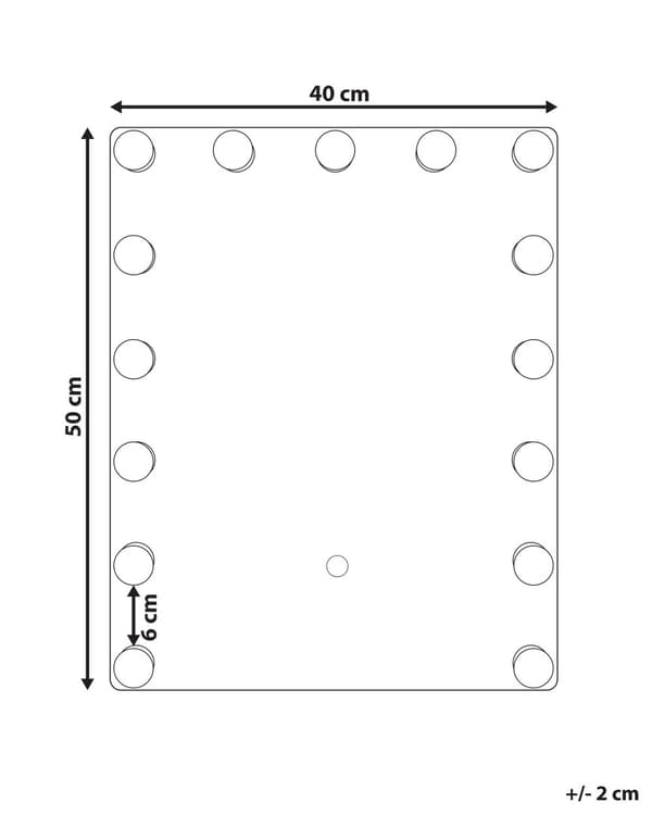 Seinäpeili hopea lasi rauta 40 x 50 cm LED-valot huurteenesto kosketuskytkin suorakulmainen moderni