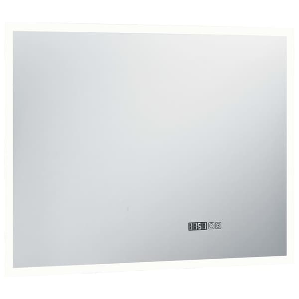 vidaXL Badrumsspegel LED med touch-sensor och tidsdisplay 80x60 cm
