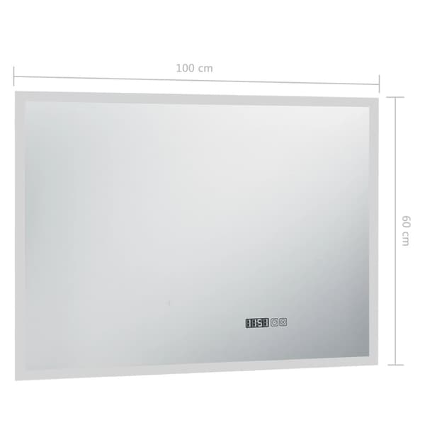 vidaXL Badrumsspegel LED med touch-sensor och tidsdisplay 100x60 cm