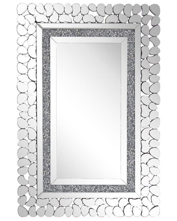 Seinäpeili hopea 60 x 90 cm suorakulmainen ripustettava glamour ylellinen moderni tyyli