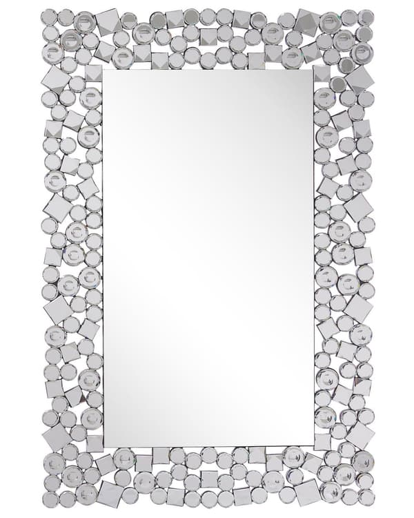 Väggmonterad Hängande Spegel Silver Rektangulär 60 x 90 cm Modern Glamour Vardagsrum Sovrum Dekoration