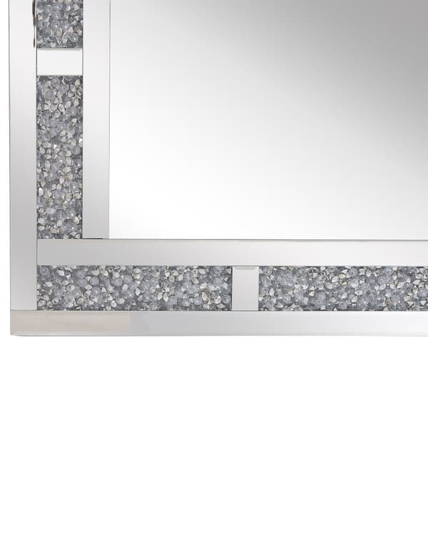 Väggmonterad Hängande Spegel Silver Rektangulär 60 x 90 cm Modern Glamour Vardagsrum Sovrum Dekoration
